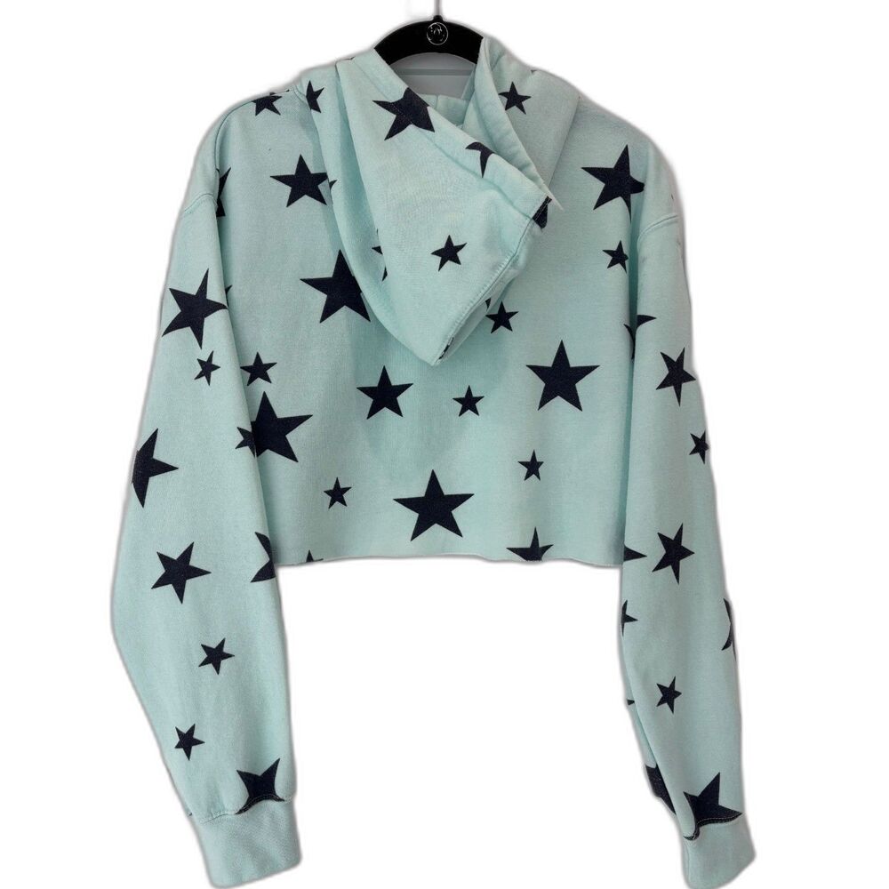 Bloom & Pop Star Print Cropped Hoodie Small | Y2K Soft Girl Preppy - Picture 3 of 5